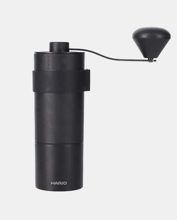 Hario Mini Black Pro ist eine schwarze Espresso Handmühle mit Inox Mahlwerk. Sehr Homogenes Mahlgut.